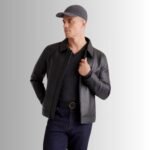 Classic black leather jacket outfit for men