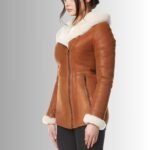Genuine Leather Brown Coat Women