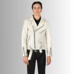 Men's White Moto Jacket