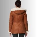 Women's Classic Brown Leather Overcoat