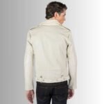Trendy Men's White Leather Jacket