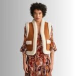 Winter leather vest with fur trim