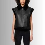 Classic black shearling vest outfit
