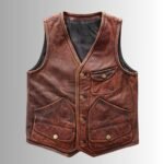 Distressed Leather Vest for Men