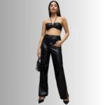 Women’s stylish black leather pants