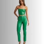 Stylish Women's Green Leather Pants