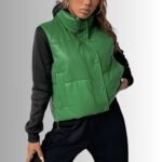 Green puffer jacket for women