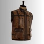Brown Leather Biker Vest for Men