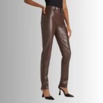 Brown Leather Skinny Pants Women