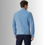 classic blue suede jacket for men