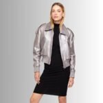 Leather Jacket for Women Grey