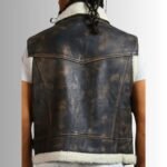 Premium distressed leather vest