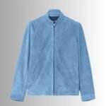 luxury blue suede jacket for men
