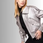 Chic Grey Leather Jacket Women’s Fashion