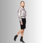 Women's Grey Leather Outerwear