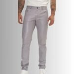 Grey Leather Pants for Men