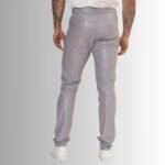 Genuine Leather Grey Pants